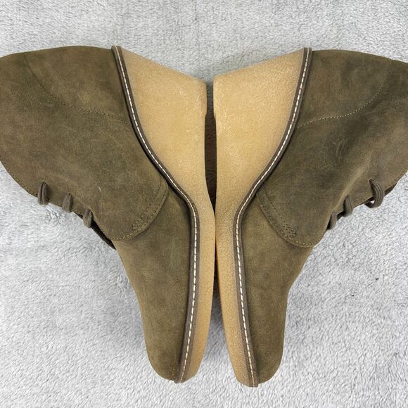 J.Crew MacAlister Womens Bootie Sz 12 Olive Green Suede Leather Wedge Ankle Boot - Picture 8 of 11